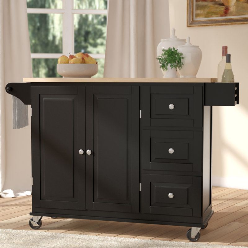 Three Posts™ Hardiman 53.75" Kitchen Island withLocking Wheels